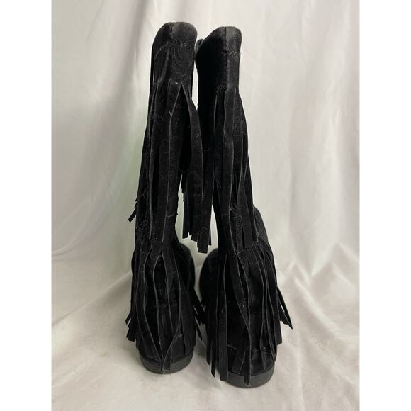 Rampage Fringe Suede Boots Women’s 8M Black Ram-Cammy BOHO Hippie Cosplay Rodeo - Picture 5 of 11